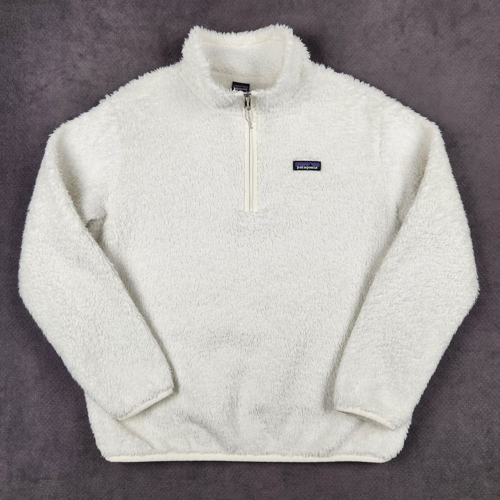 Patagonia Los Gatos 1/4 Zip Pullover Womens Large Birch White Fleece 25236